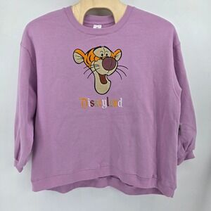 Disney Tigger Sweatshirt Women 1X Disneyland Classic Cotton Fleece Purple New